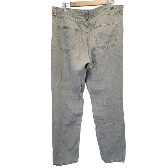 Black and Brown Linen Pants 38x32 Grey Zipper Pockets #125 - Picture 2 of 10